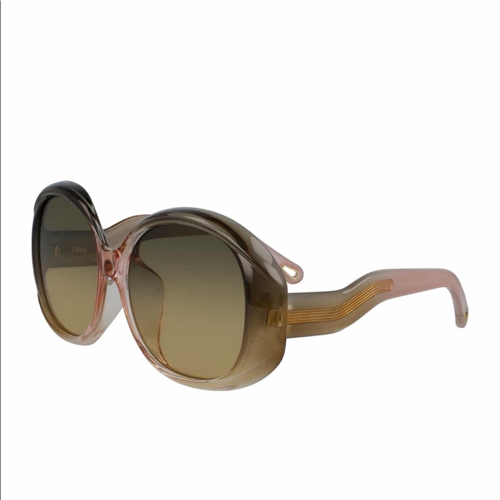 Chloe Qleo 57mm Round Sunglasses NWT Khaki/Ochre